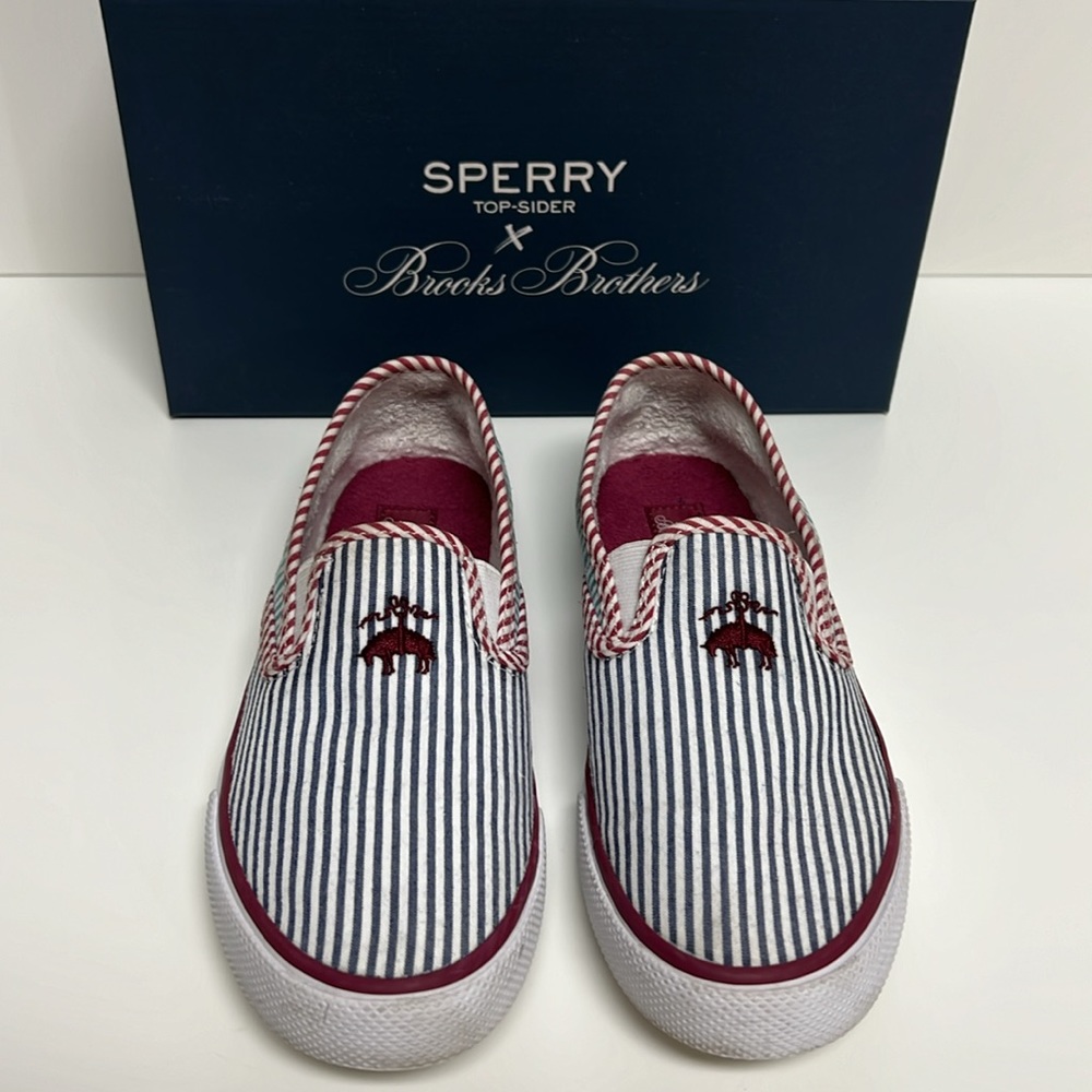 ✨SPERRY x BROOKS BROTHERS ✨ "Seersucker" Slip On - Picture 4 of 15